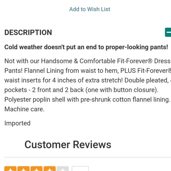 Men's Haband Flannel Lined Dress Pants Big and Tall Size Waist 48 Fit Forever - Picture 8 of 9